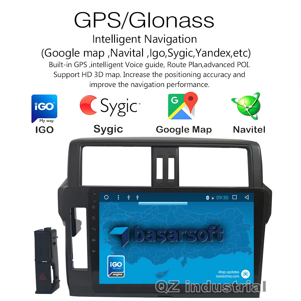 Автомобильный DVD-плеер QZ industrial HD 10.2 дюймов Android 8.1 T8 для Toyota Prado 150 LC150 2014-2016 с 3G 4G WIFI BT Navi Radio RDS.