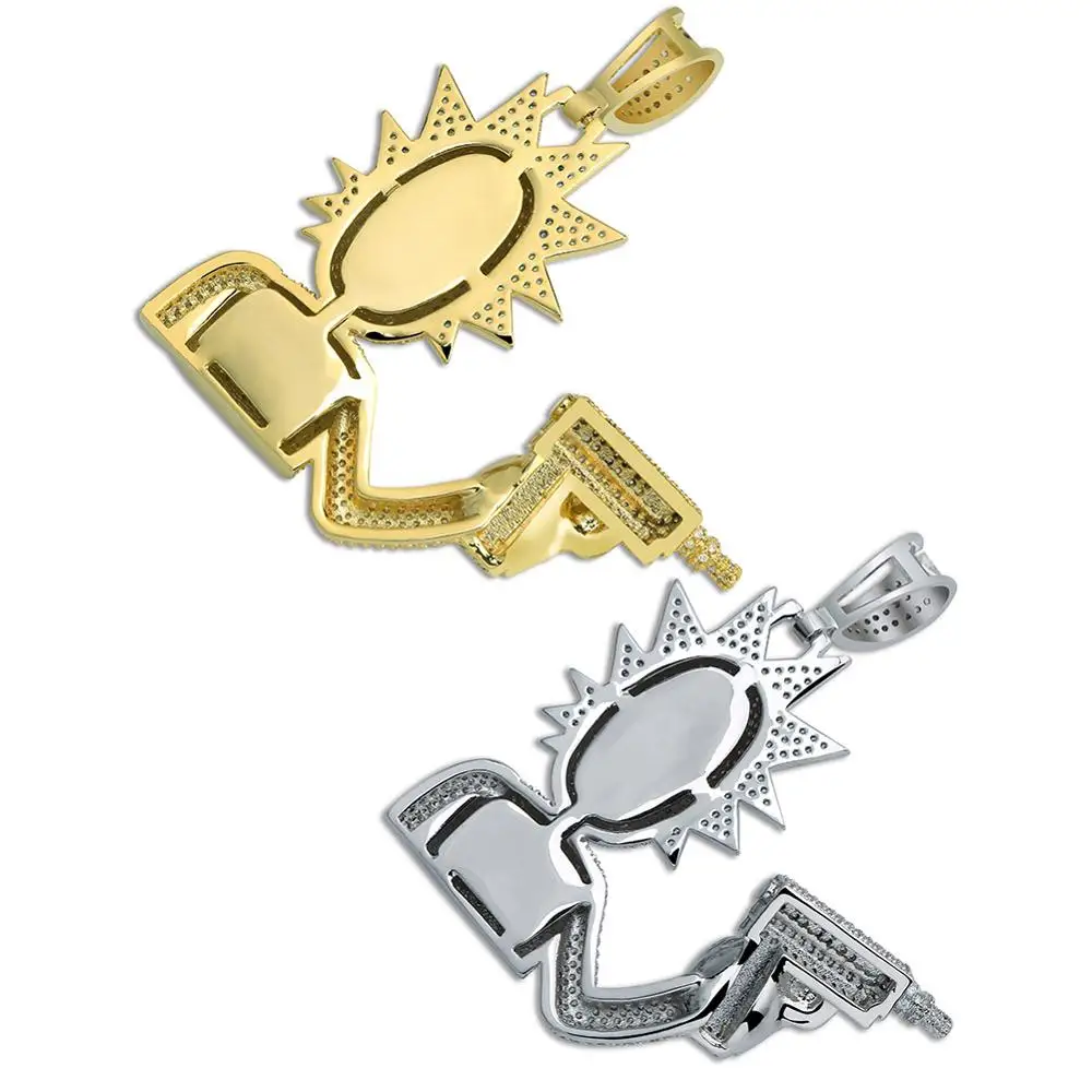 GUCY Рик и Морти кулон ожерелье все Iced Out Micro Pave кубического циркония мужские хип хоп ювелирные изделия Позолоченные талисманы подарок
