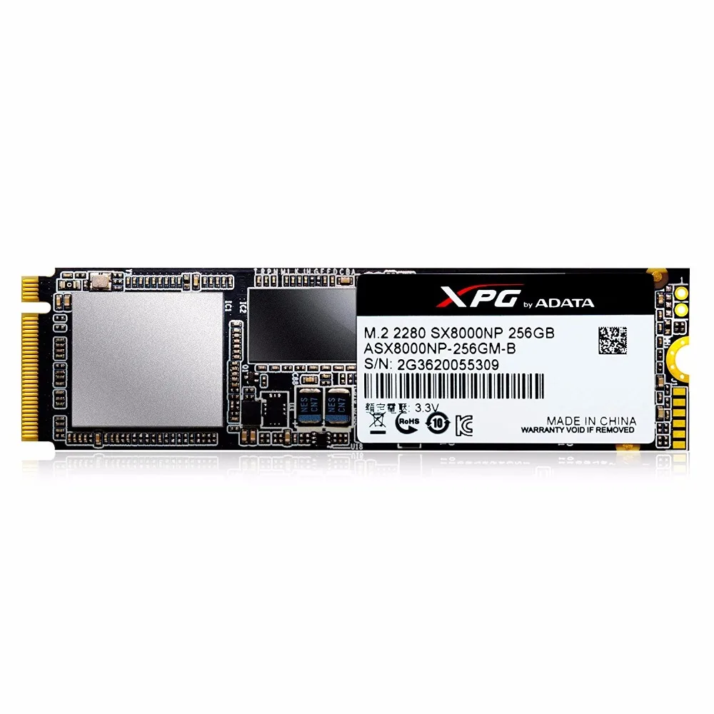 ADATA XPG SX8000 MLC 256 ГБ 3D NAND PCIe Gen3x2 M.2 2280 NVMe 1,2 R/W до 2500/1100 МБ/с. Твердотельный накопитель(ASX8000NP-256GM-C