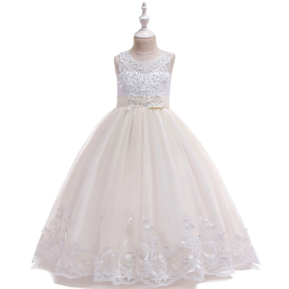 White First Communion Dress for Girl Tail Tutu Teen Chirldren's Princess Wedding Long Party Evening Dresses LP-231 | Детская одежда