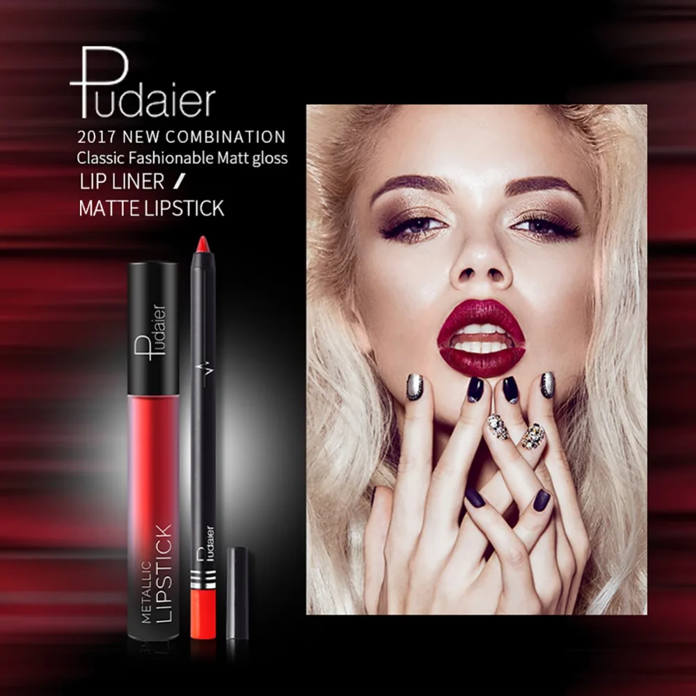 Pudaier Pro макияж водонепроницаемый матовый блеск для губ Глянцевая жидкость губная