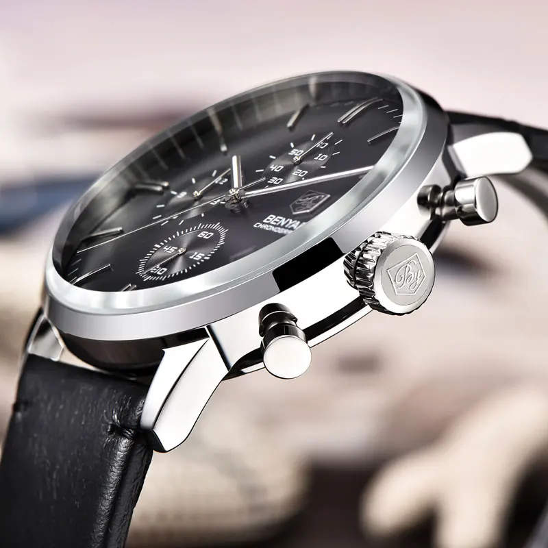 BENYAR New Men's Sports Watch Casual Fashion Brand Waterproof Military Calendar Leather Quartz Simple Relogio Masculino | Наручные