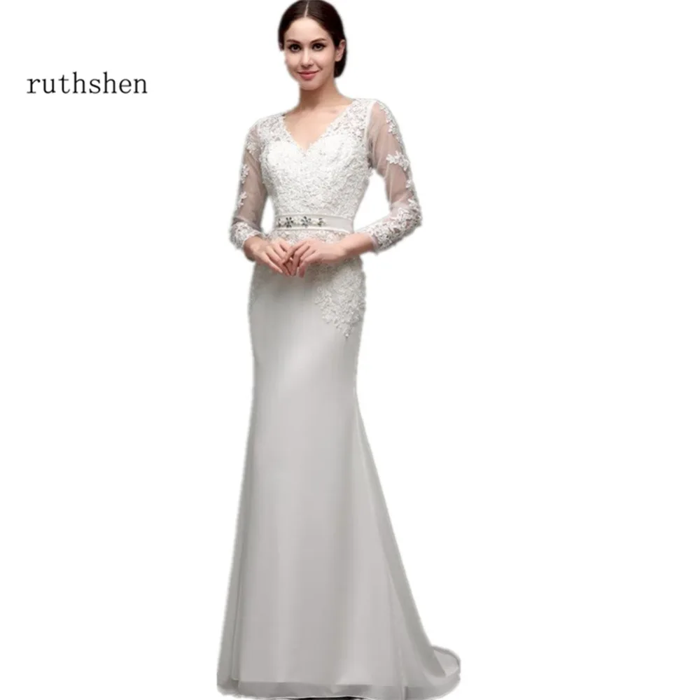 Ruthshen недорогие сдержанные Свадебные платья с длинным рукавом кружевные