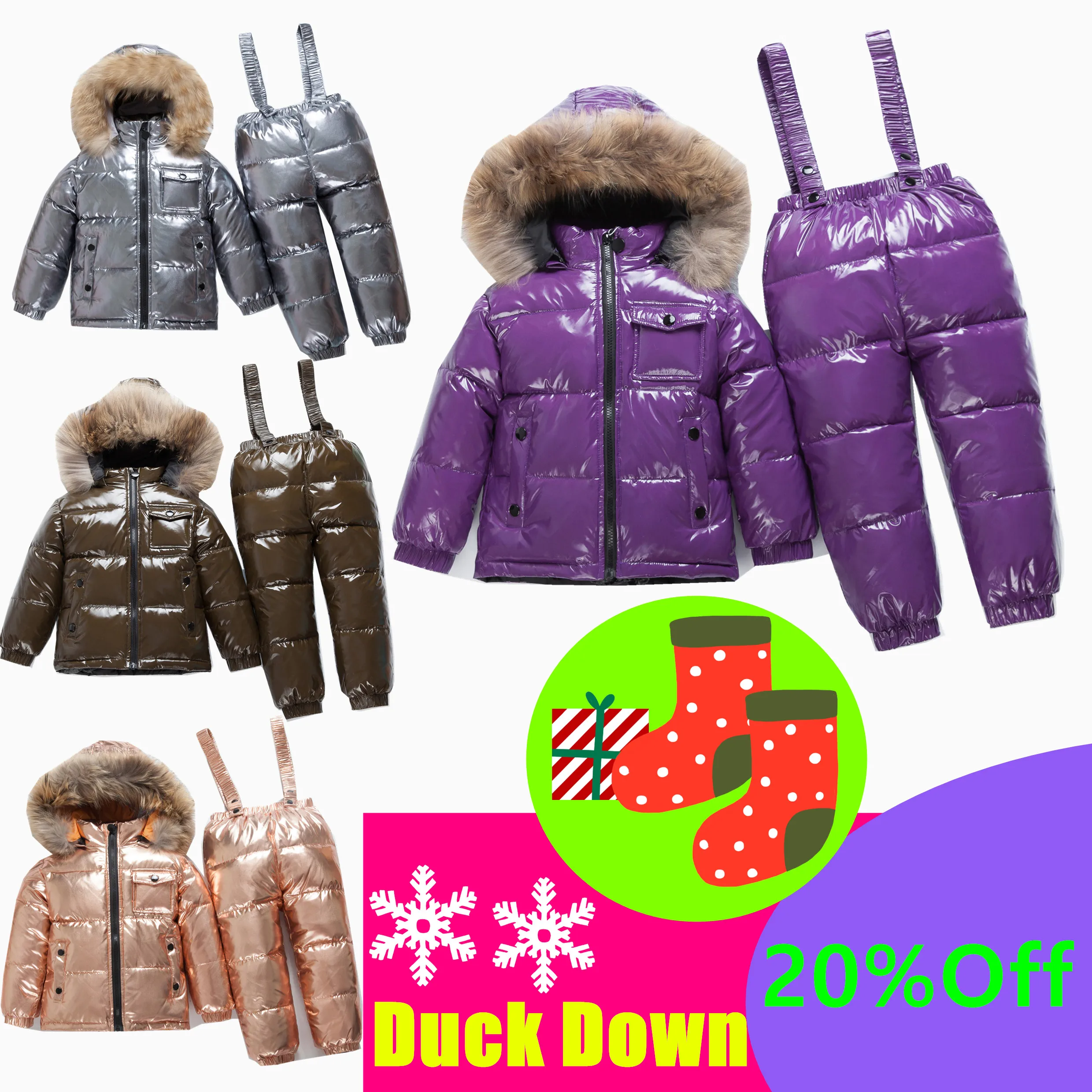 2019 г. Детская одежда для русской зимы комплект одежды девочек новогодняя парка
