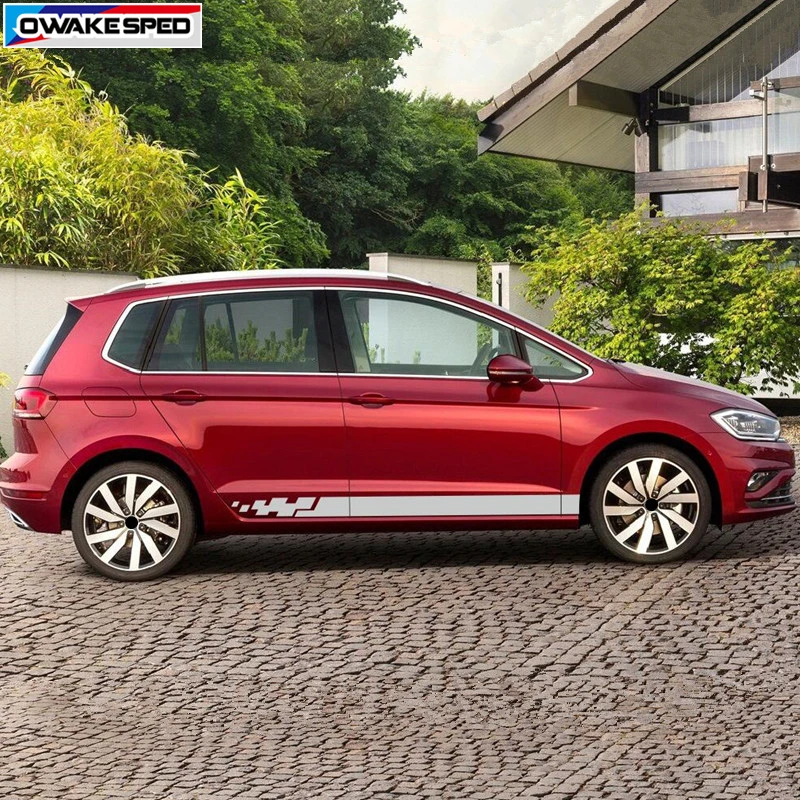 2 шт., для Volkswagen Golf POLO, гоночные спортивные полосы, наклейка на дверь автомобиля, боковая наклейка, автомобильные аксессуары, водонепроницаемые наклейки