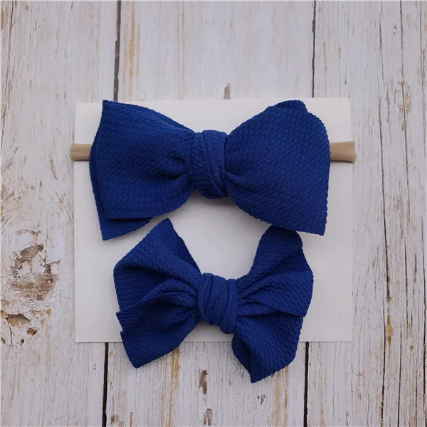 royal blue 2 шт./лот с бантом для малышей; повязки для волос, заколки для волос с большими бантами для девочек тюрбан детский топ обруч с бантиком женские аксессуары для волос - Цвет: royal blue