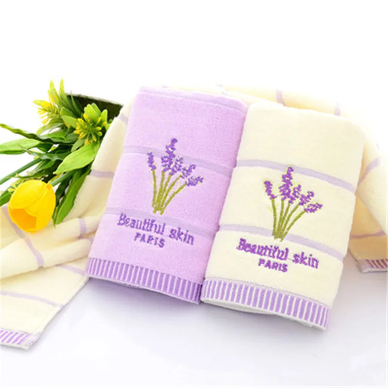 Хлопок лавандового цвета мягкое полотенце для лица Впитывающее романтическое