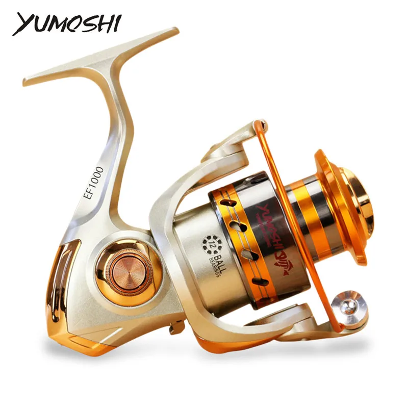 Yumoshi EF1000 9000 12BB 5 2: 1 из металла спиннинг катушка рыбалка Fly колесо для