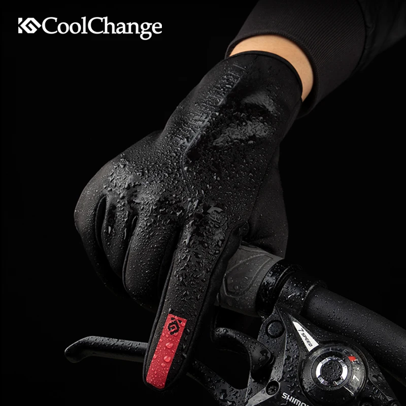 CoolChange Cycling Gloves Winter Thermal Waterproof Bicycle Full Finger Anti-slip Touch Screen MTB Bike Equipments | Спорт и