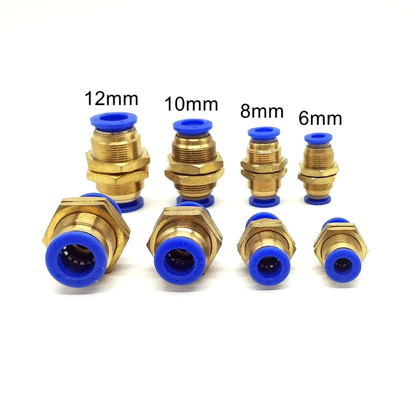 

PM-6 PM-8 PM-10 PM-12 Quick Joint Connecting Pneumatic Air Tubing Fittings 6mm 8mm 10mm 12mm Bulkhead Straight Union