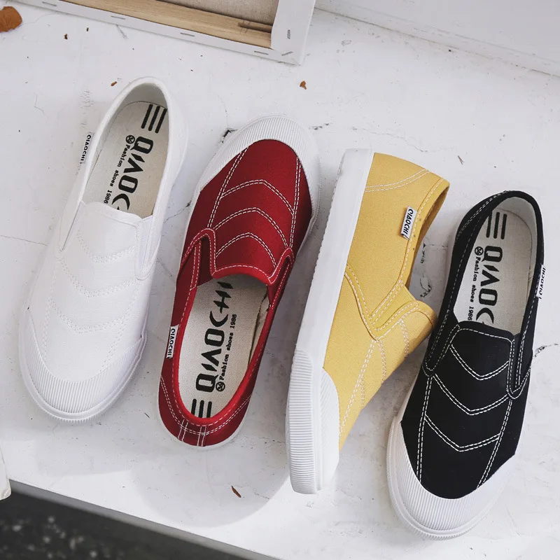 Туфли женские холщовые без шнуровки повседневная обувь на плоской подошве