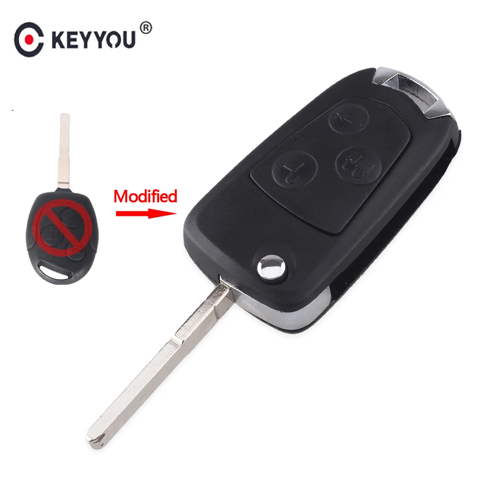 KEYYOU 3 кнопки модифицированный складной дистанционный чехол для ключей для Ford Focus Fiesta Fusion C-Max для mondeo Galaxy C-Max S-Max