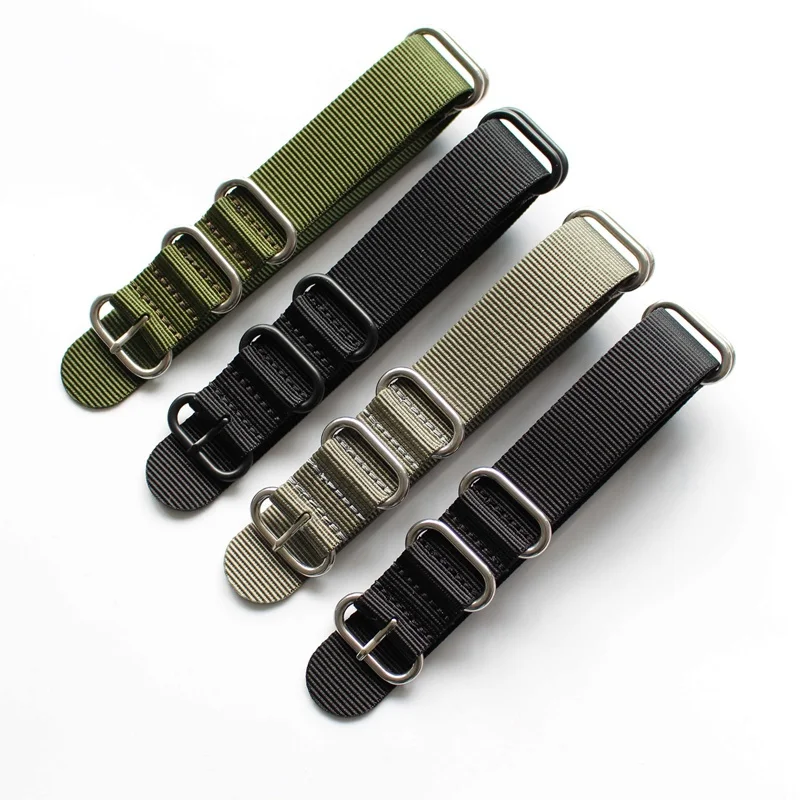 

1PCS Heavy duty nylon straps 18 19 20 21 22 23 24 26mm Green Nylon Watch band strap zulu strap watch strap ring buckle