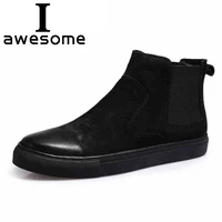 winter boots men genuine leather hombre martin boots fashion round toe breathable ankle boots for men casual shoes botas