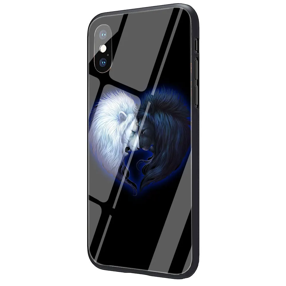 Модный чехол из закаленного стекла с дизайном льва Для iPhone 11 Pro 6 6S Plus 7 8 Plus X XS XR XS Max - Цвет: G6