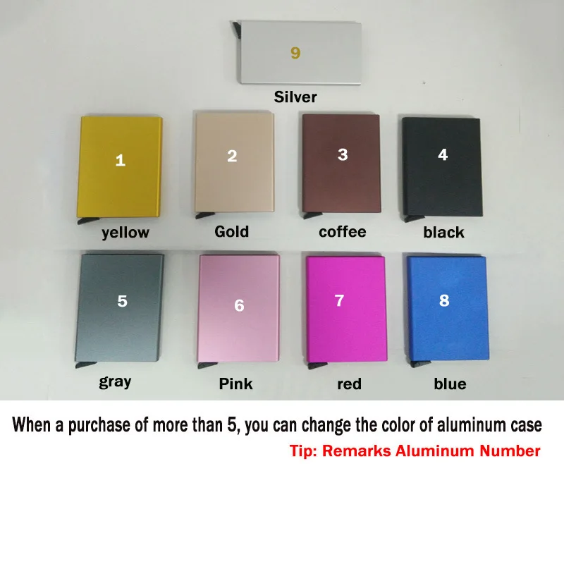 VM FASHION KISS RFID Genuine Leather Minimalist Wallet DIY Metal Aluminum Safe Purse Credit Id Business Card Holder Cardholder