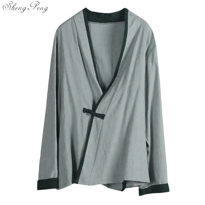 Традиционная китайская рубашка женская блузка Восточный чонсам льняной