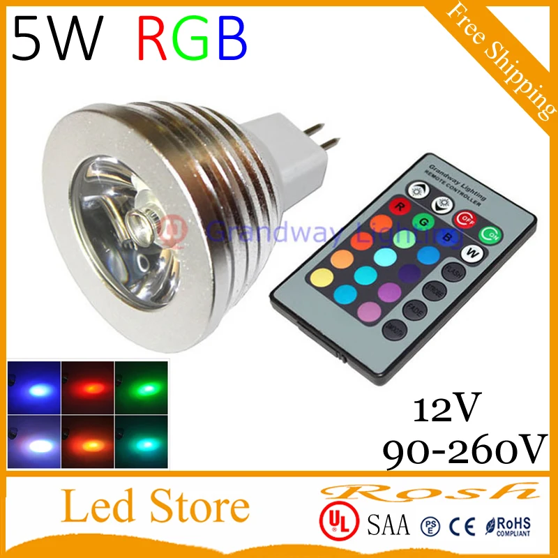 Светодиодный RGB прожектор 16 цветов 4 Вт светодиодная лампа E27 GU10 E14 MR16 GU5.3 с 24
