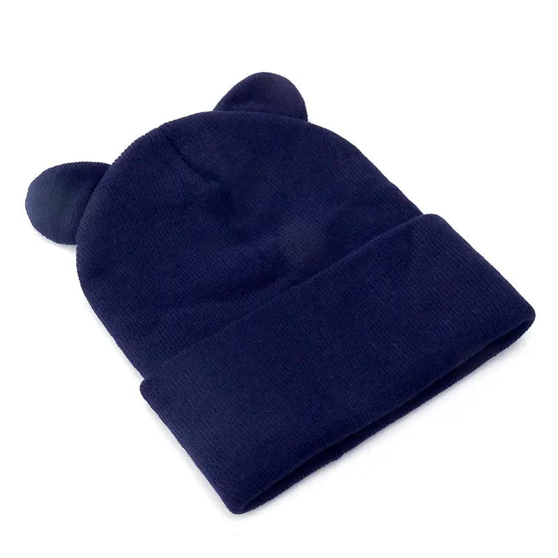 Женская вязаная шапка с ушками SANDMAN зимняя хлопковая теплая женская женские