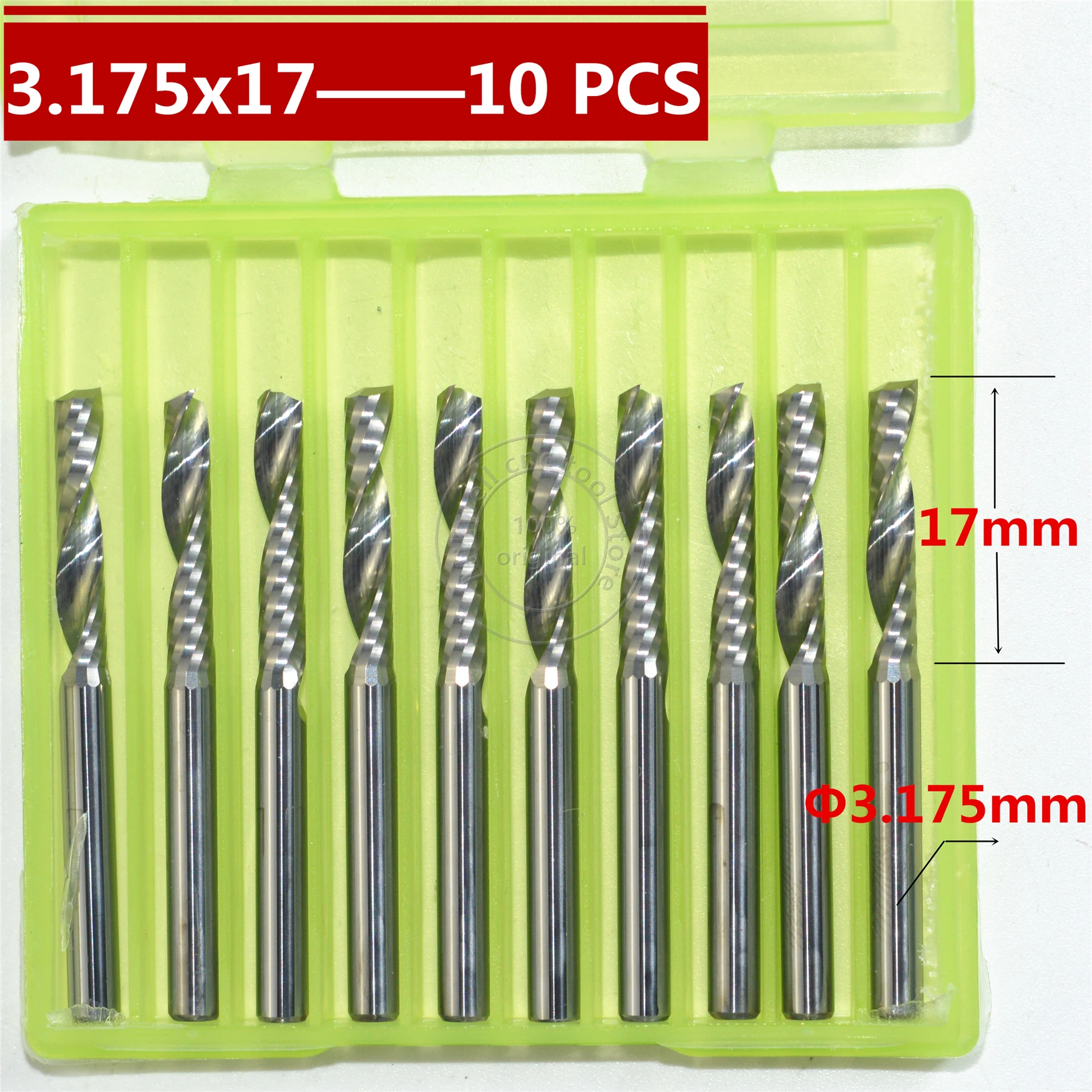 10 PCS 3.175mm * 17 мм Деревообрабатывающие инструменты с ЧПУ карбидные концевые фрезы