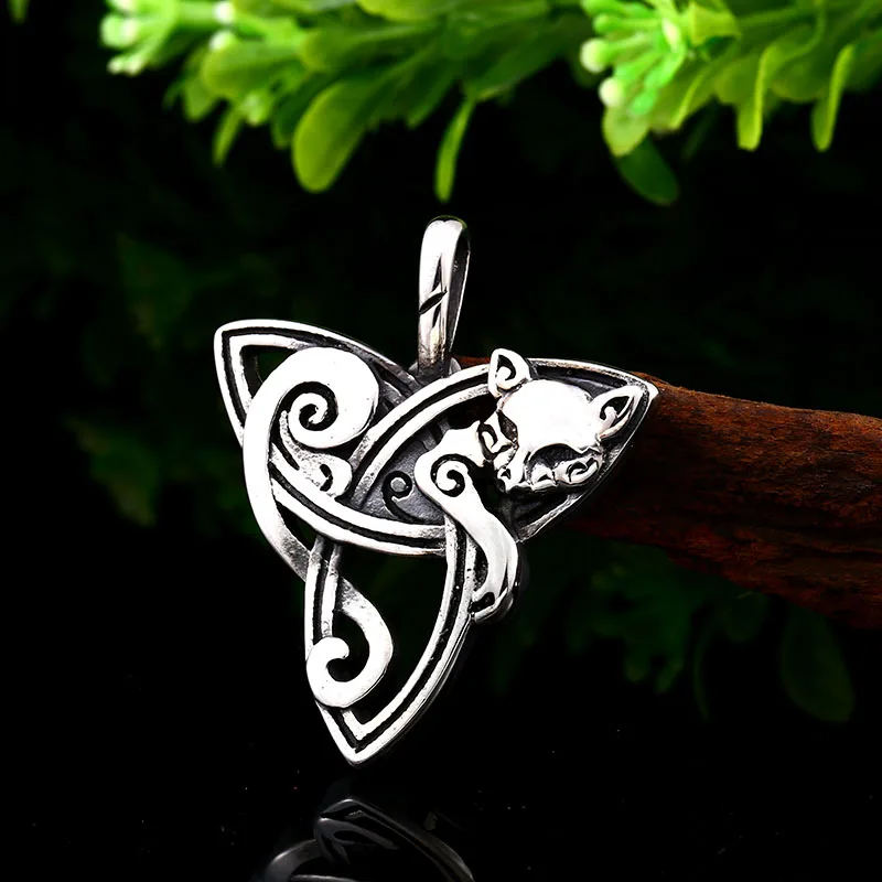 Стальной солдат викингов triquetra fenrir кулон ожерелье из нержавеющей стали Кошка