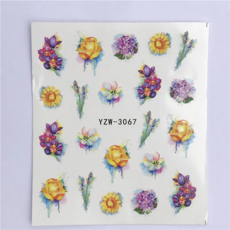 YZW-3067 WUF 1 Sheet Nail Sticker Summer Water Transfer Decals Fruit/Ice Cream/Cartoon /Flower Design Temporary Tattoos Slider Tips - Цвет: YZW-3067