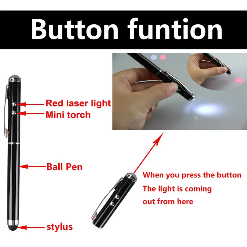 4 в 1 Многофункциональный стилус лазерная указка светодиодный фонарик сенсорный