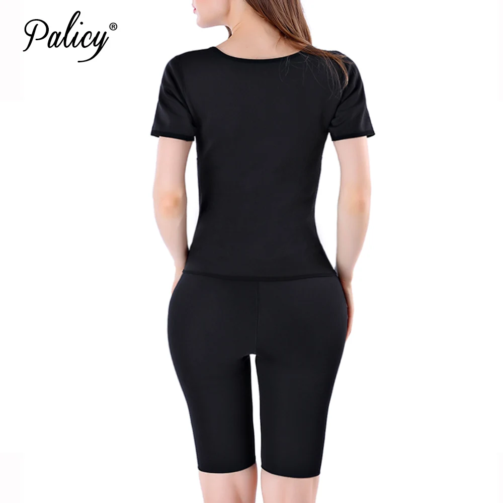Palicy пот двухстороннее Топы Для женщин формочек тела короткий рукав талии тренер
