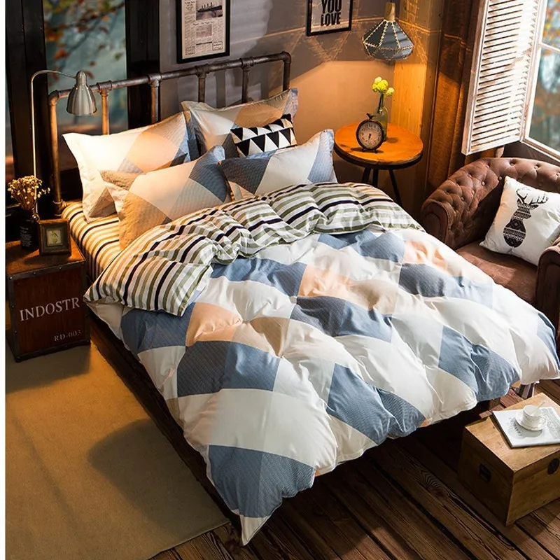 Набор постельного белья из 4 предметов темно-синий белый красный в полоску 1 5 м 8 2 0