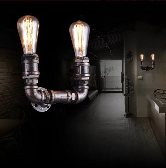 

Loft Style Metal Water Pipe Lamp Edison Wall Sconce Retro Wall Light Fixtures For Home Vintage Industrial Lighting Lamparas