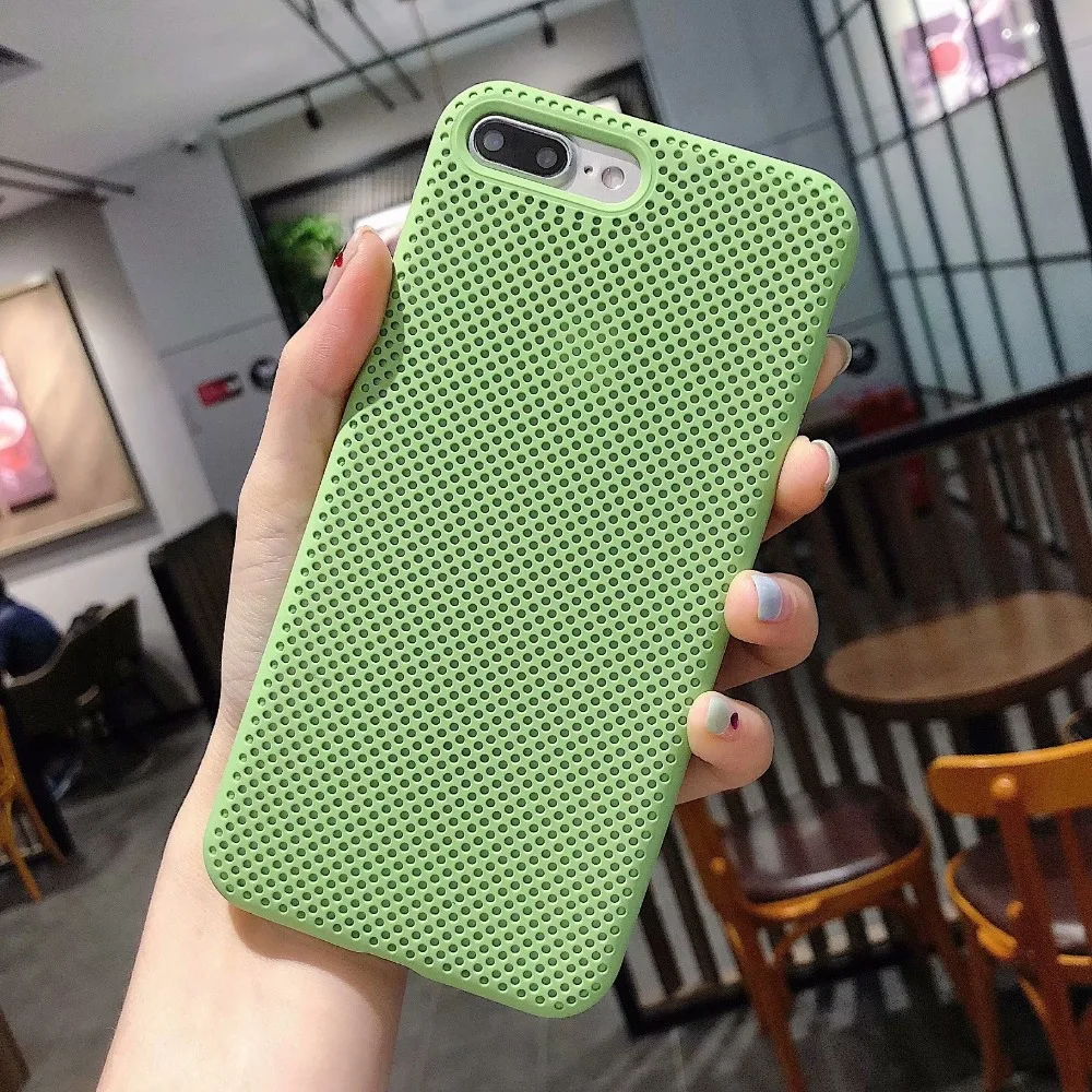 Яркие цвета силиконовые чехлы для телефонов iPhone 6 6S 7 8 Plus X сетчатый теплоотвод