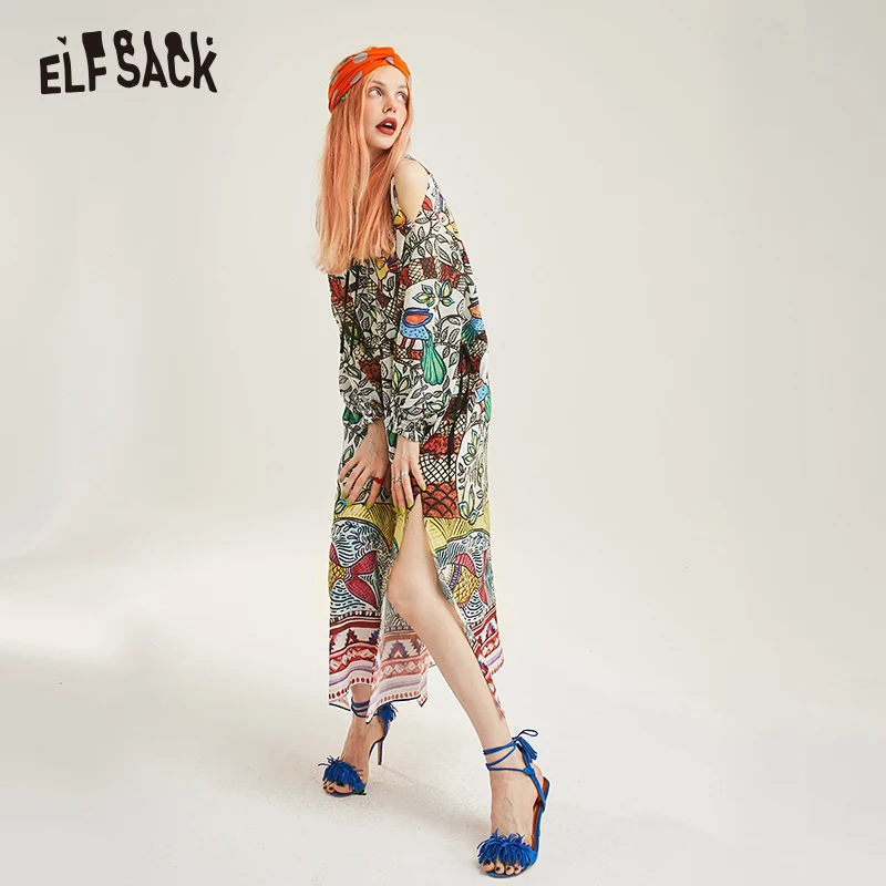 ELF SACK винтажное женское шифоновое платье с цветочным принтом модное