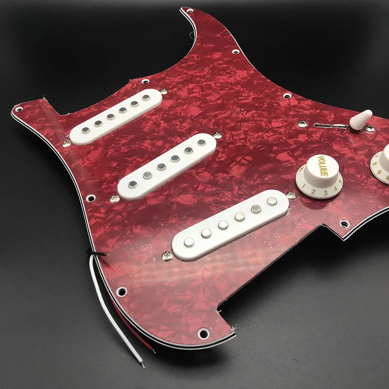Одна катушка Alnico электрогитара Pickguard звукосниматели AlnicoLoaded Prewired 11 отверстий SSS красный/белый жемчуг белый аксессуары для гитары
