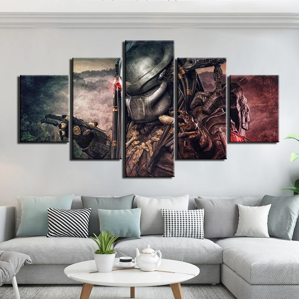 Картина на холсте настенные художественные HD принты 5 шт инопланетяне против