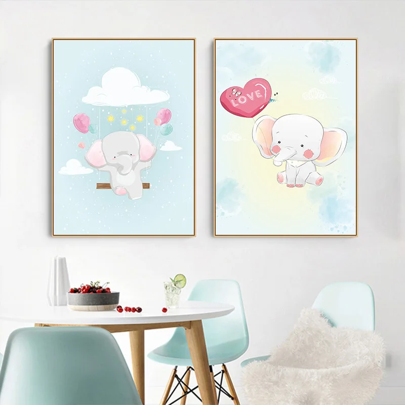 Детский парусиновый настенный постер с животными скандинавские рисунки