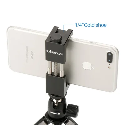 

Ulanzi Phone Tripod Mount Adapter with Cold Shoe Handle Rig Phone Holder Mount Tripod Clip for iPhone X 8 7 Plus Samsung S8 S7