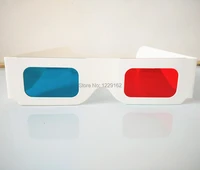 free shipping 50pcslot re useable white paper 3d glasses paper frame redblue lens 3d virtual video view anaglyph