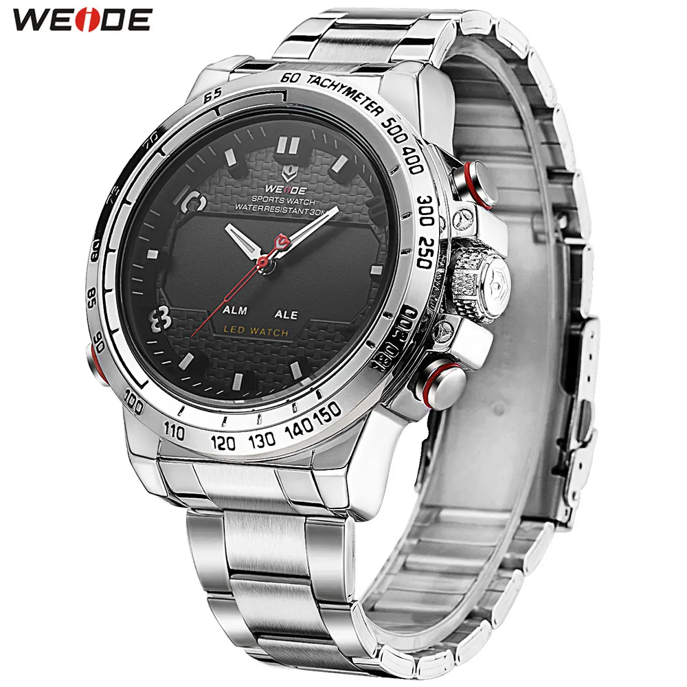 Часы WEIDE мужские спортивные светодиодные цифровые кварцевые со стальным