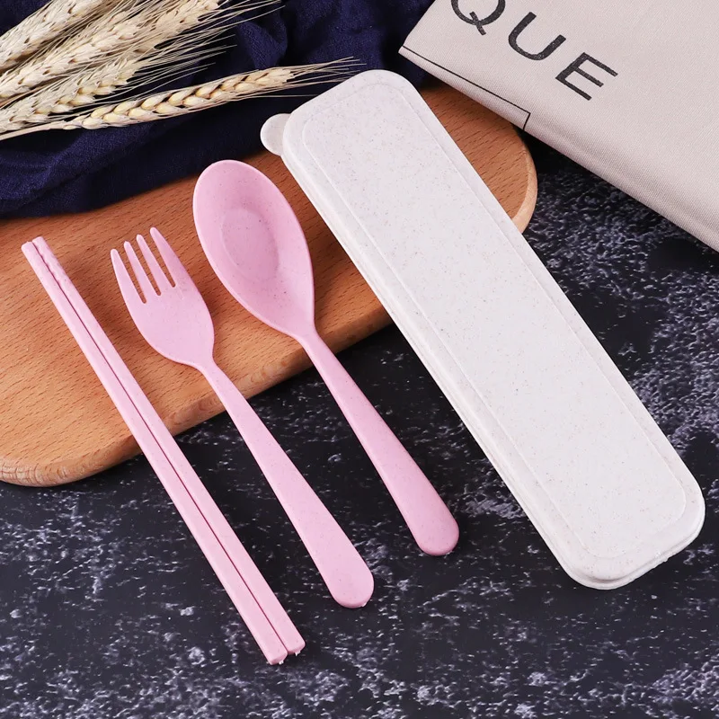 Горячая 200 набор портативные экологически чистые пшеничные соломенные столовые приборы для путешествий дети взрослые столовые приборы кемпинг набор для пикника подарок