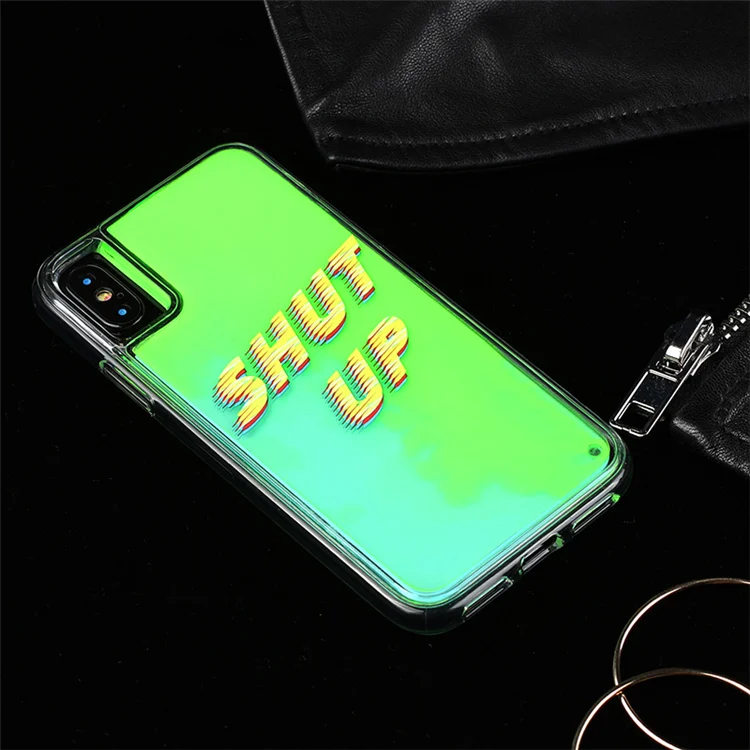 Светящийся чехол с надписью quicksand shut up для iPhone XR XS max X 6 7 8 plus, чехол s, темный жидкий блестящий чехол для телефона, чехол