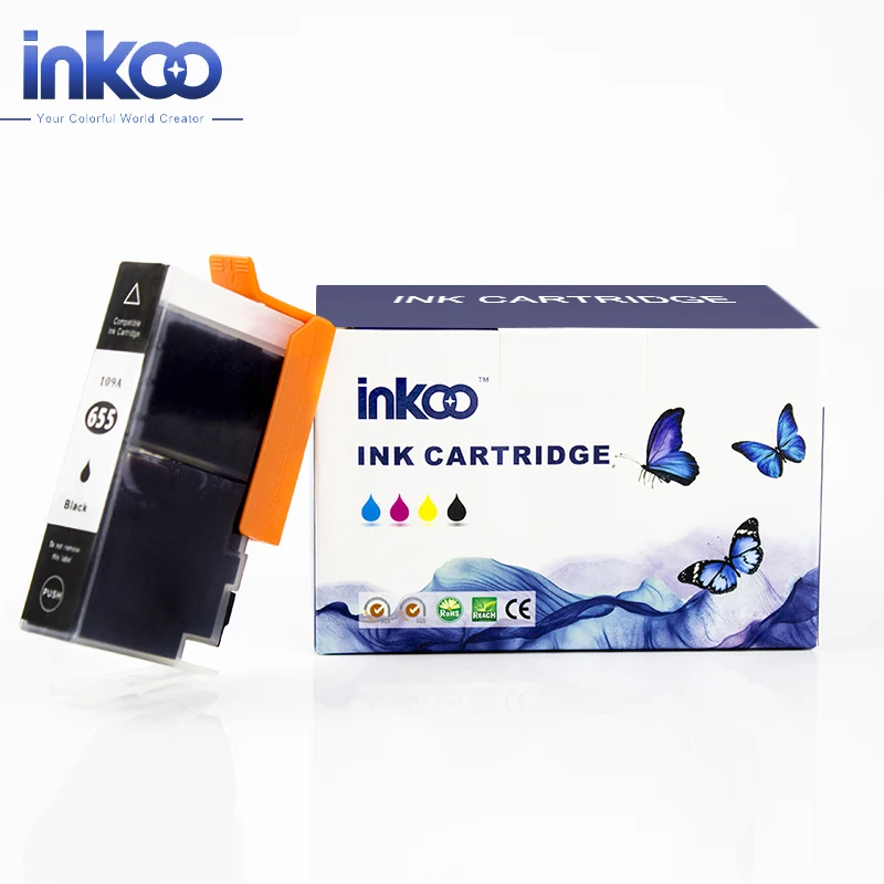 Inkoo 12 шт. для HP 655 картридж черный с чипом DeskJet Ink Advantage 3525 4615 4625 5525 6525 принтер |