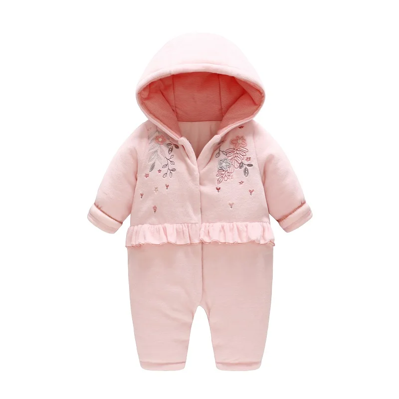 Pink Vlinder/Детские комбинезоны для девочек; одежда для маленьких девочек; Одежда для новорожденных с хлопковой подкладкой; одежда комбинезон для младенца; хлопковая плотная пижама с длинными рукавами - Цвет: Pink