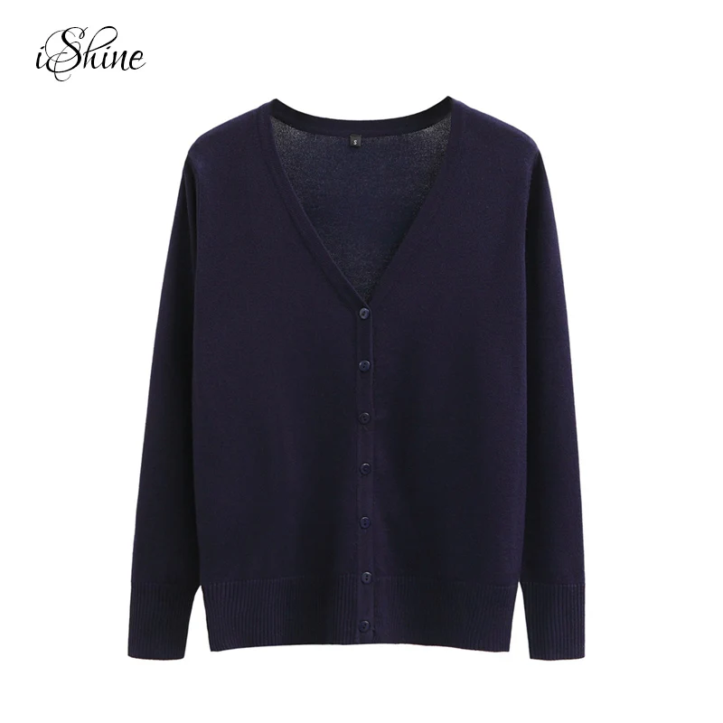 Женский длинный рукав вязаный кардиган куртка 2017 Новый v-образный вырез женский