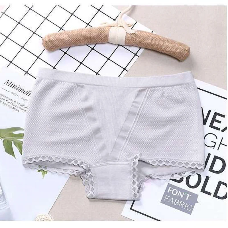 New 4Pcs/Lot Woman Underwear Women Cotton Boxers Shorts Lace-Trimmed Panties Ladies Lntimates Lingerie For Sexy Boxer | Женская одежда