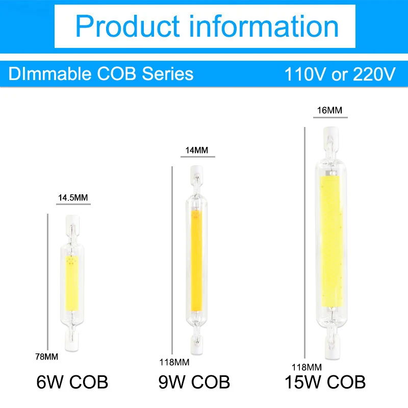 Светодиодная лампа R7S со стеклянным монолитным блоком светодиодов сменная