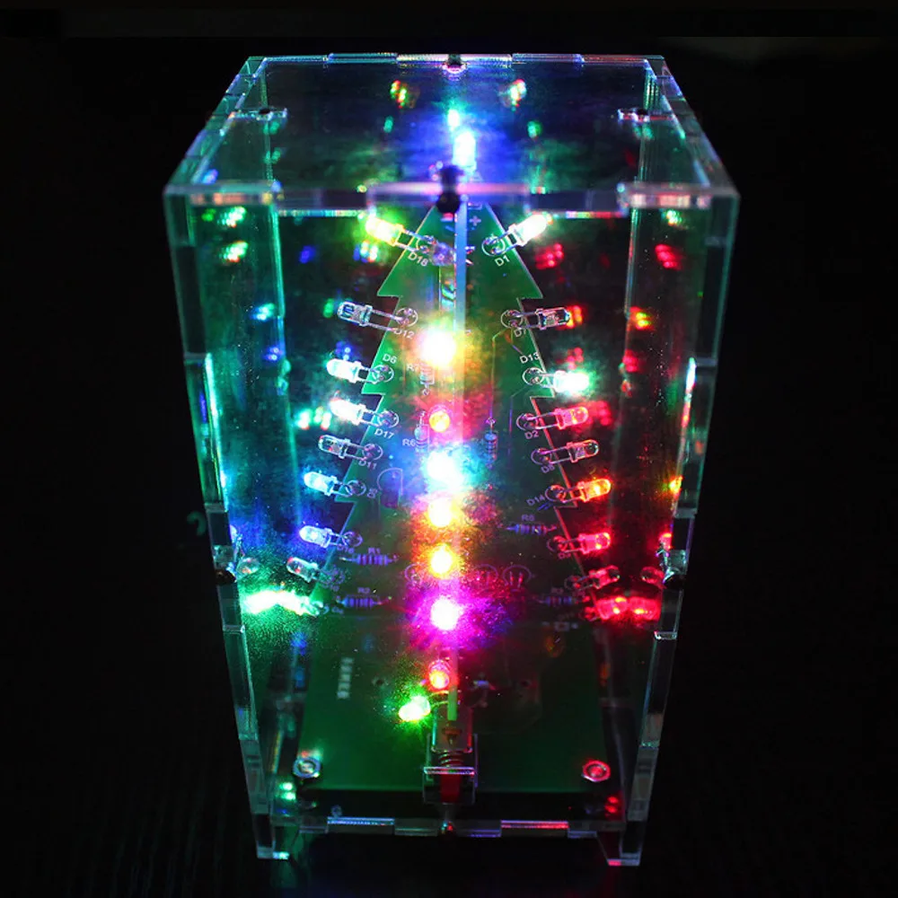Трехмерный 3D Рождественская елка светодиодный DIY акриловый набор красный/зеленый/желтый светодиодный комплект вспышки электронный набор для развлечения украшения