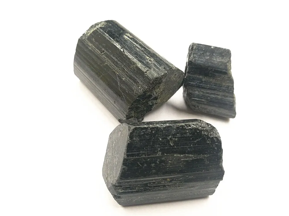 

3pcs natural black tourmaline quartz specimen black crystal Mineral samples healing