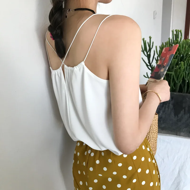 Summer New Tanks Female Vest Tide Pure Color Bottom Open Back Shirt T-shirt Wholesale White Top Women Tank | Женская одежда