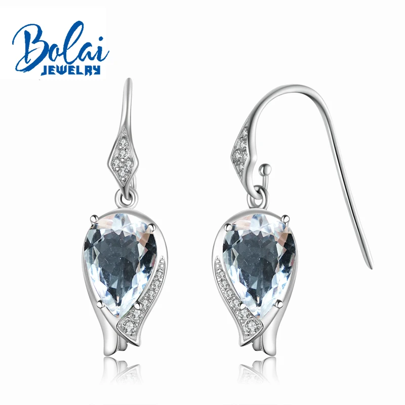 Bolaijewelry натуральный светильник цвет аквамарин драгоценный камень серьги из