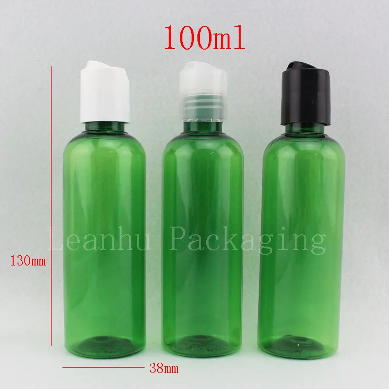 

100 мл X 50 зеленых шампуней, пустые бутылки для жидкого мыла с дисковой крышкой, косметическая упаковка 100 г